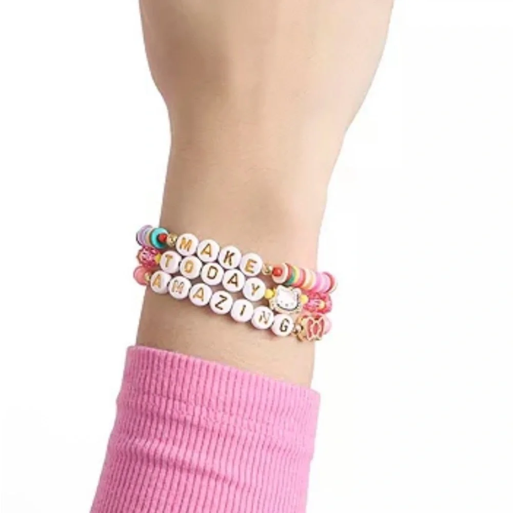Hello Kitty Beaded Bracelet, Make Today Amazing 3-Piece Set, Official License